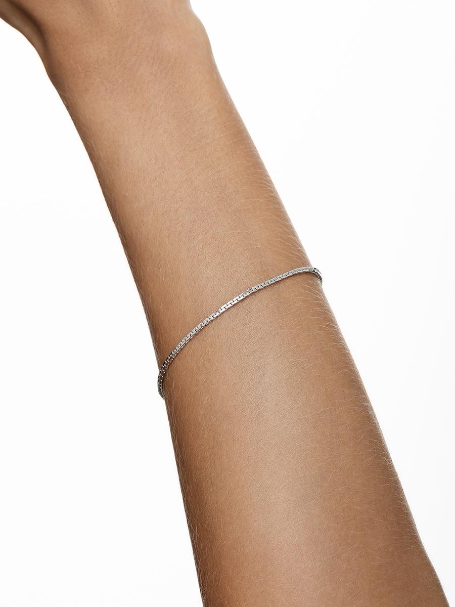 Pulseira de Malha Cadeado | Banhado no Ródio Branco