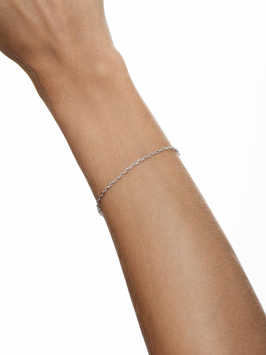 Pulseira de Elo Cadeado | Banhado no Ródio Branco