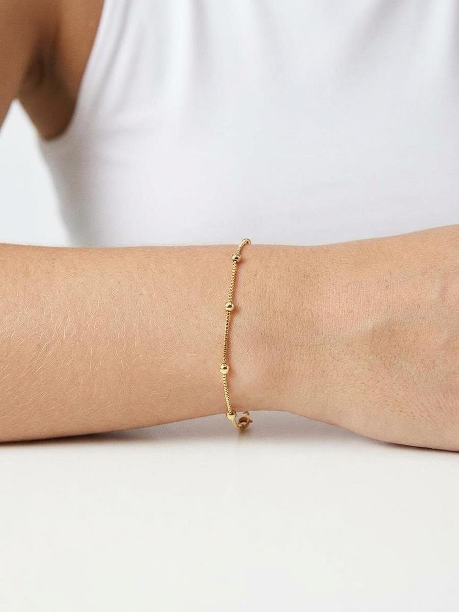 Pulseira Veneziana com Bolinha | Banhado a Ouro.