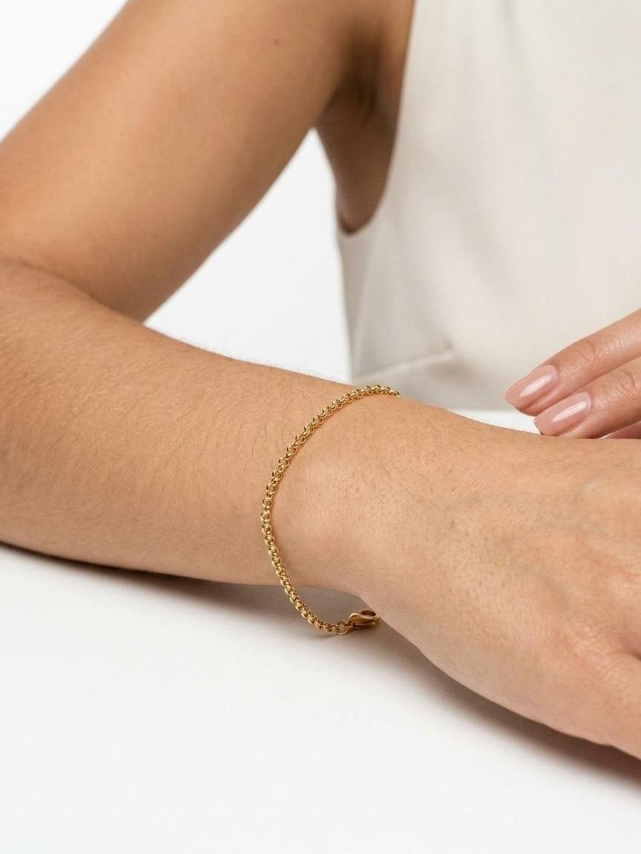Pulseira Mini Elo Português | Infantil | Banhado a Ouro.