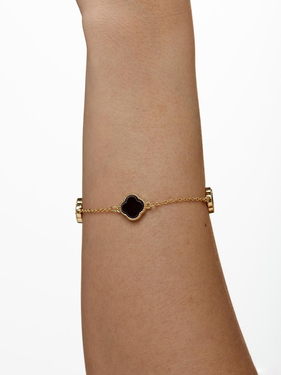 Pulseira Trevo Marrom | Banhado a Ouro