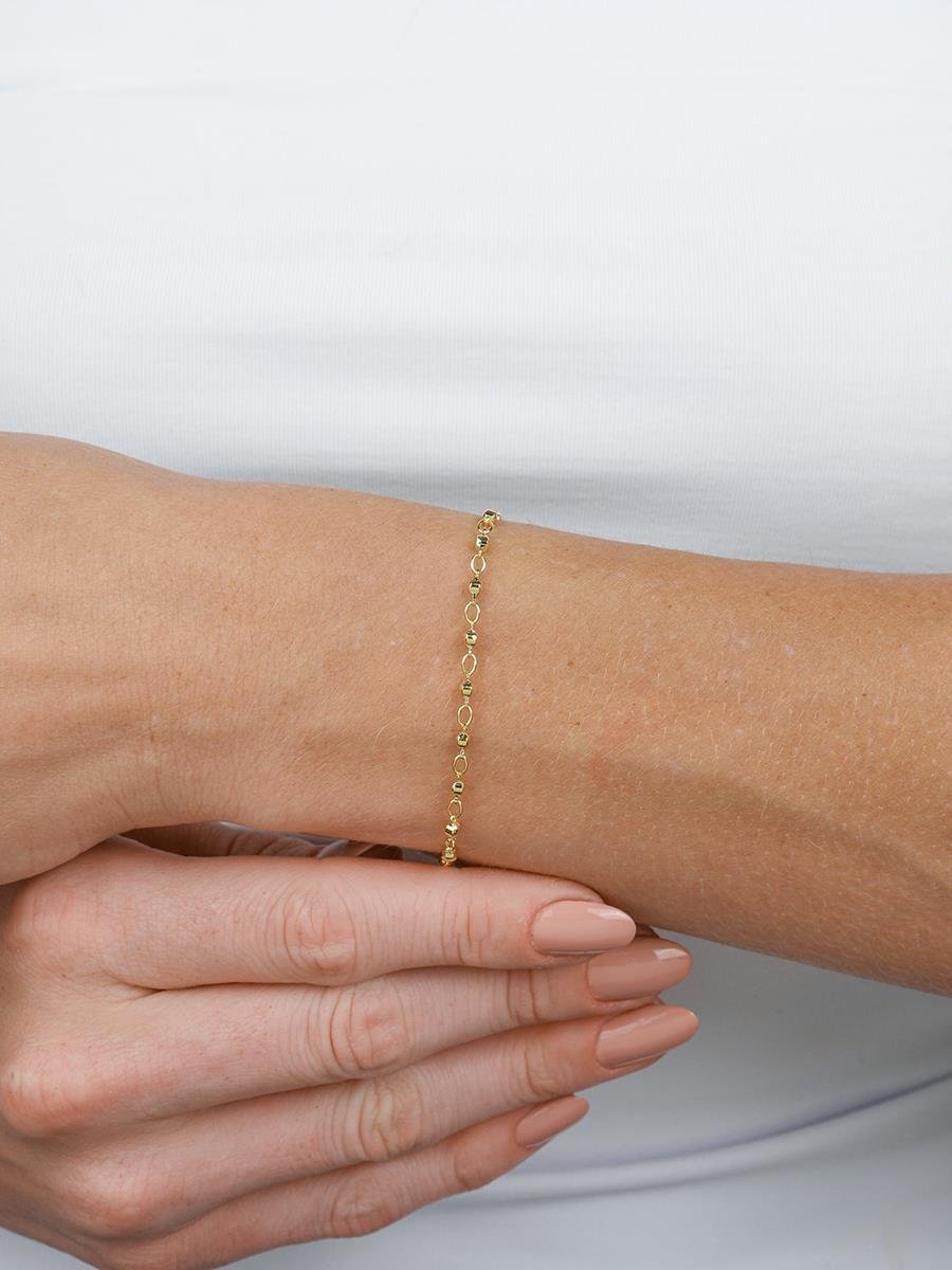 Pulseira Bolinha Com Elos | Banhado a Ouro