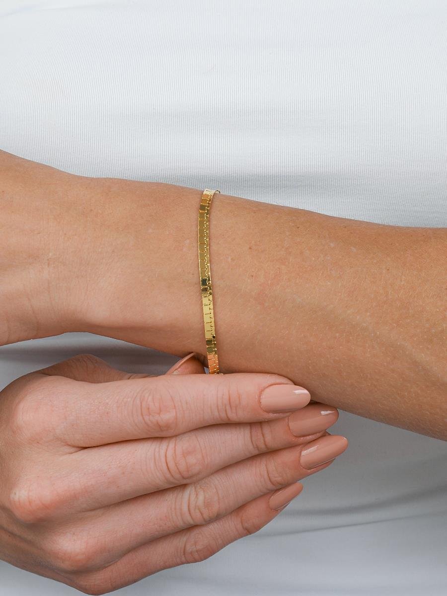 Pulseira Quadradinhos Liso | Banhado a Ouro