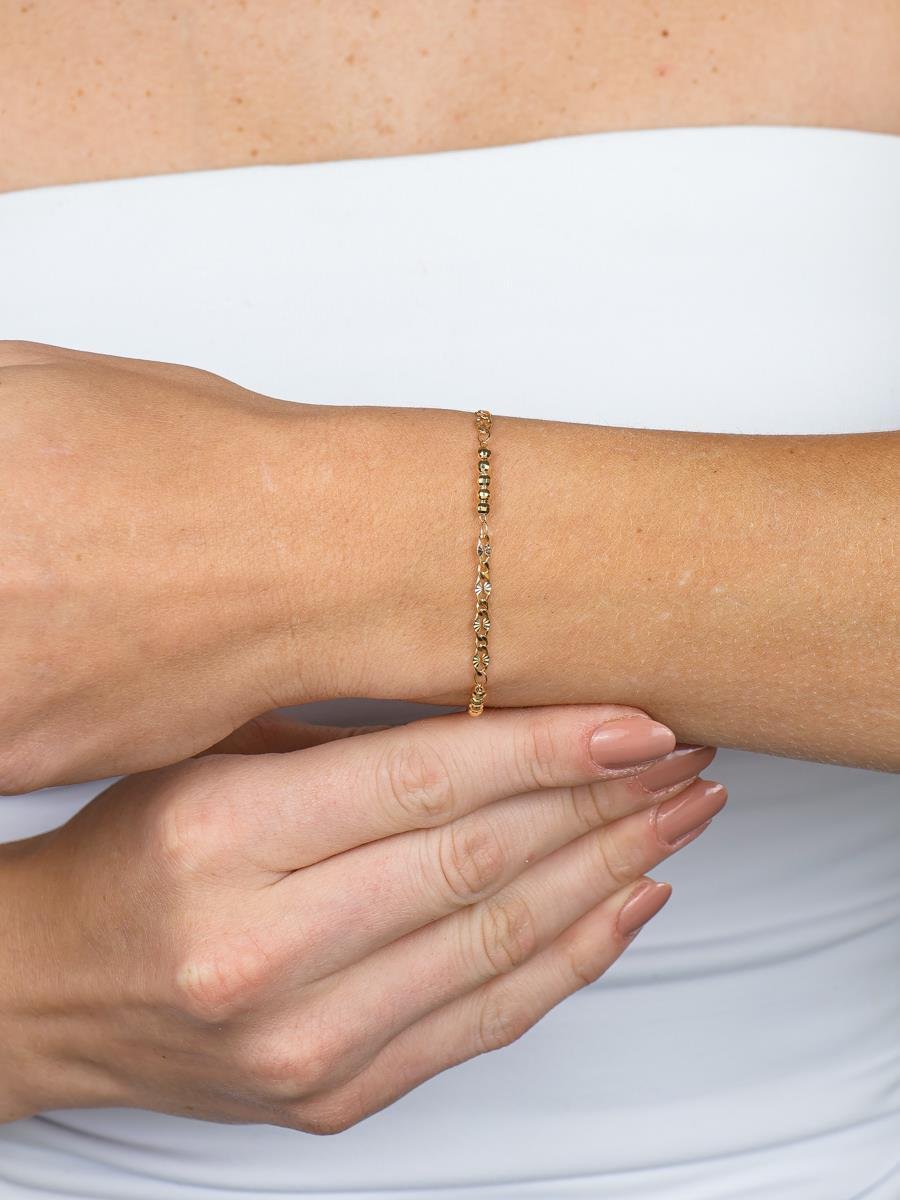 Pulseira Diamantada Com Bolinhas | Banhado a Ouro
