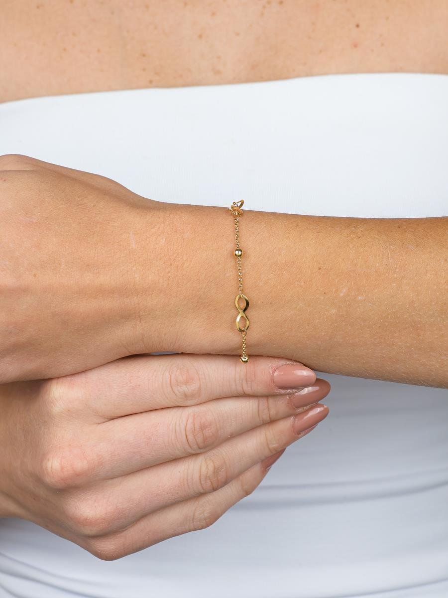Pulseira Infinito Com Bola Lisa | Banhado a Ouro