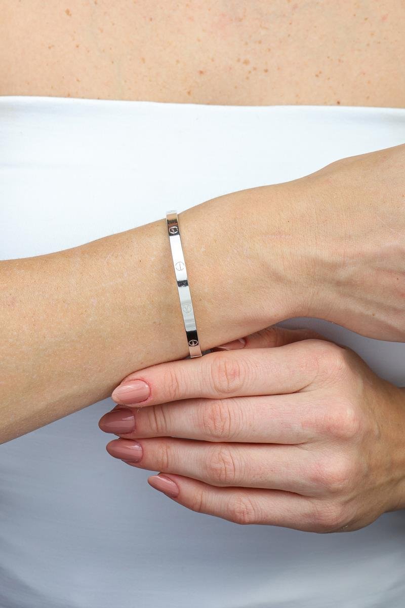 Bracelete Liso | Banhado a Ródio Branco