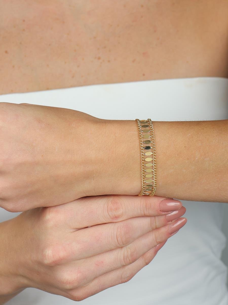 Pulseira Navete Chapa Lisa | Banhado a Ouro
