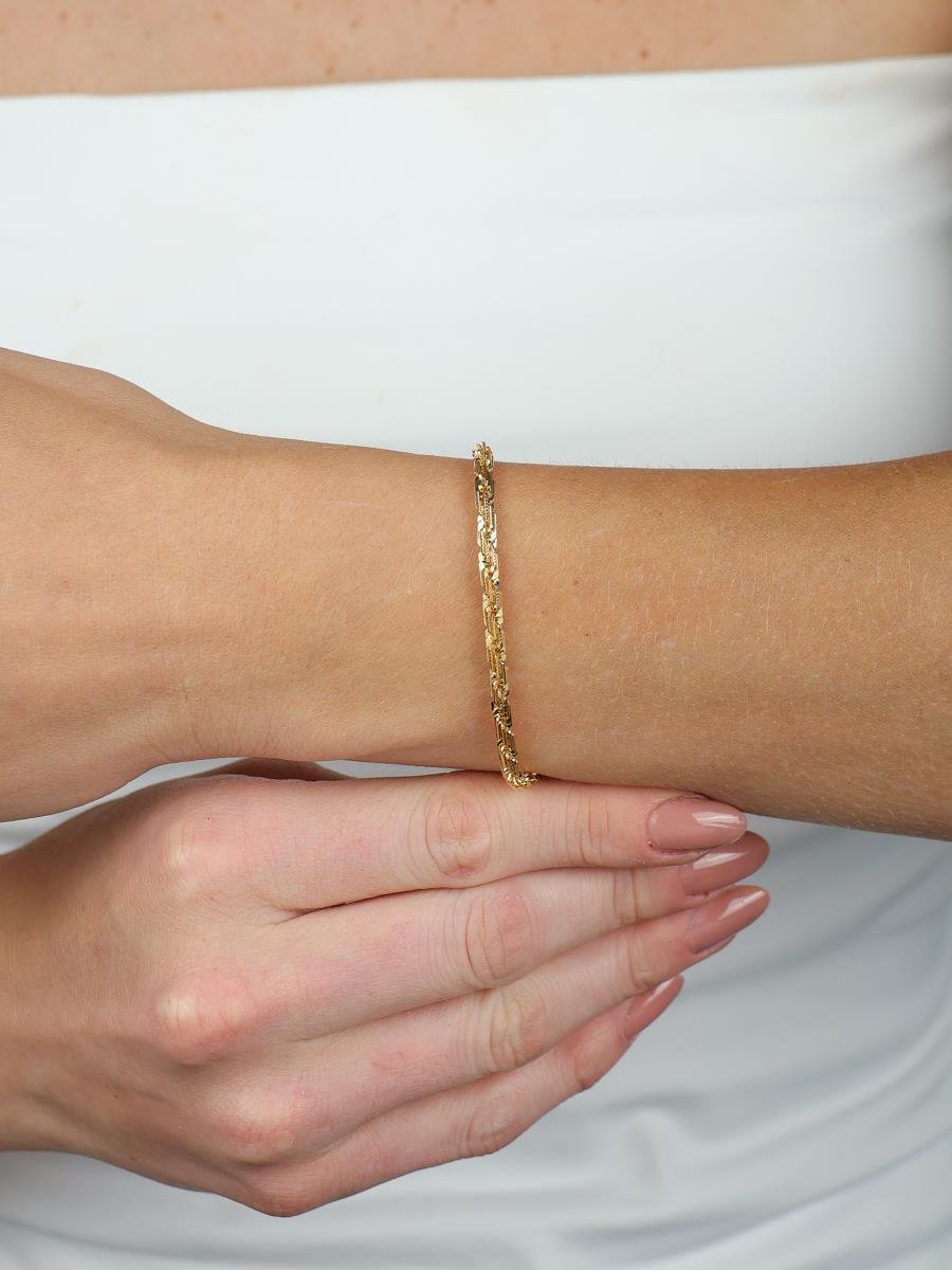 Pulseira Cordão Baiano Diamantada | Banhado a Ouro