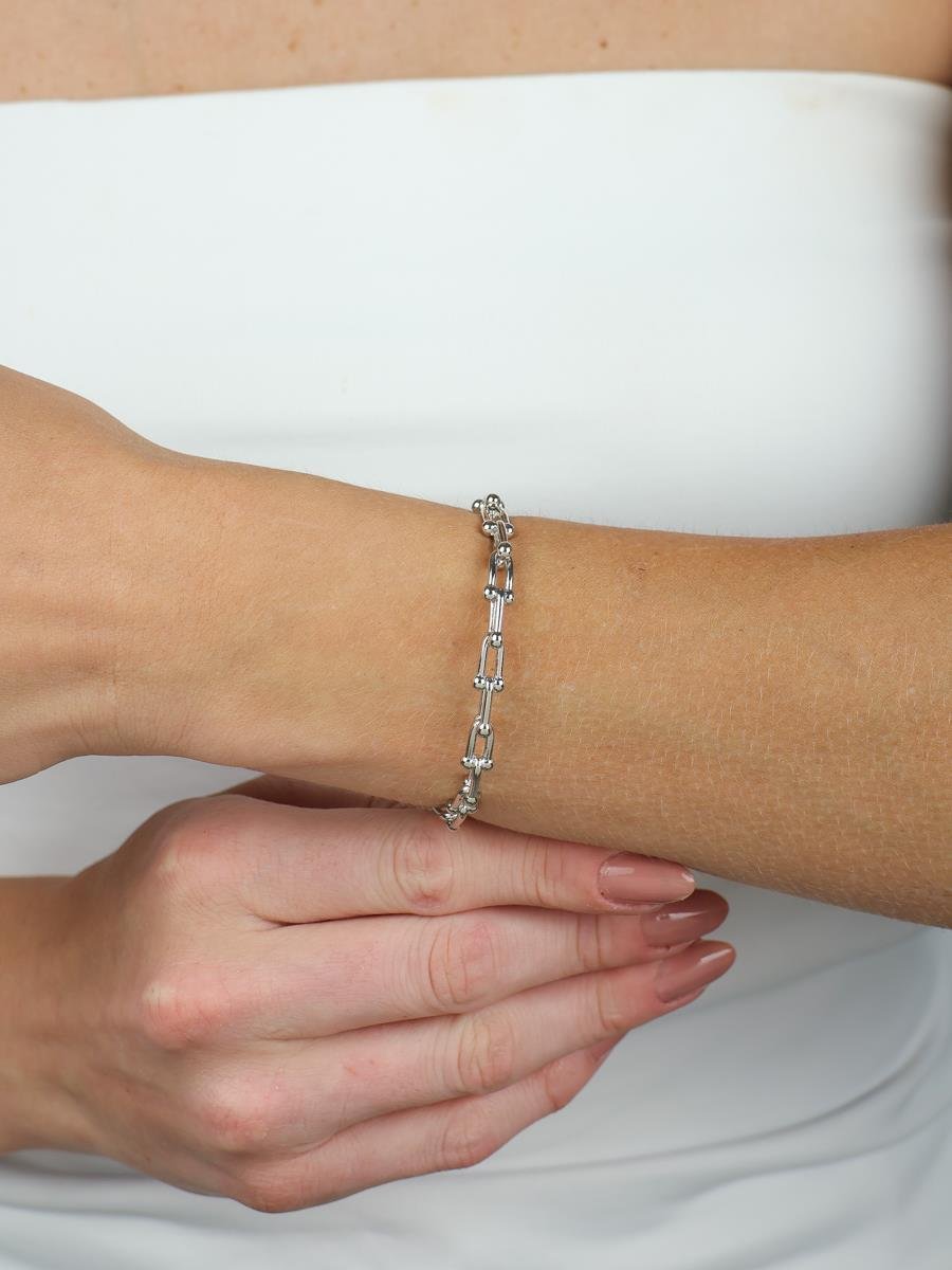 Bracelete Elos | Banhado a Ródio Branco.