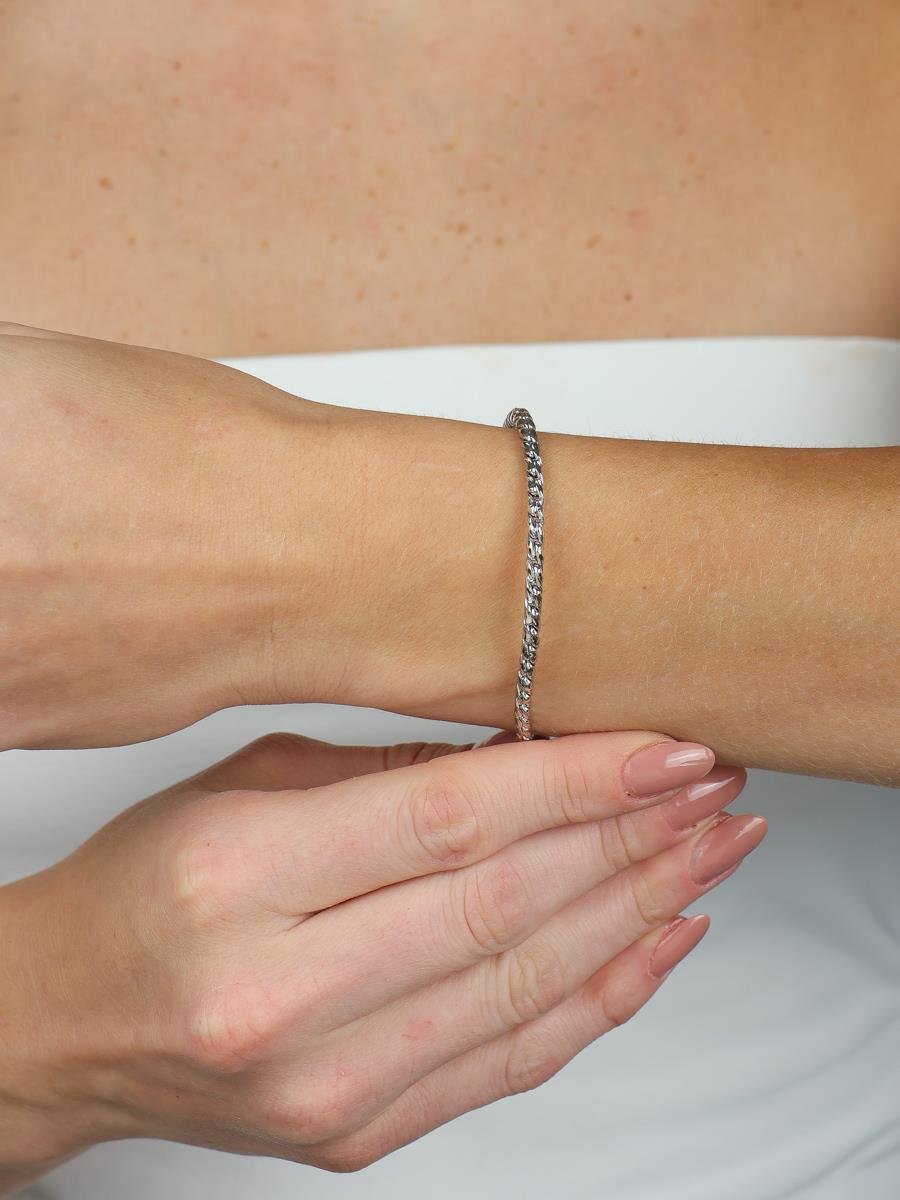 Pulseira Diamantada | Banhado a Ródio Branco.