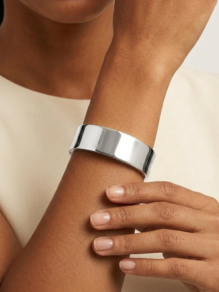 Bracelete Liso | Banhado a Ródio Branco.