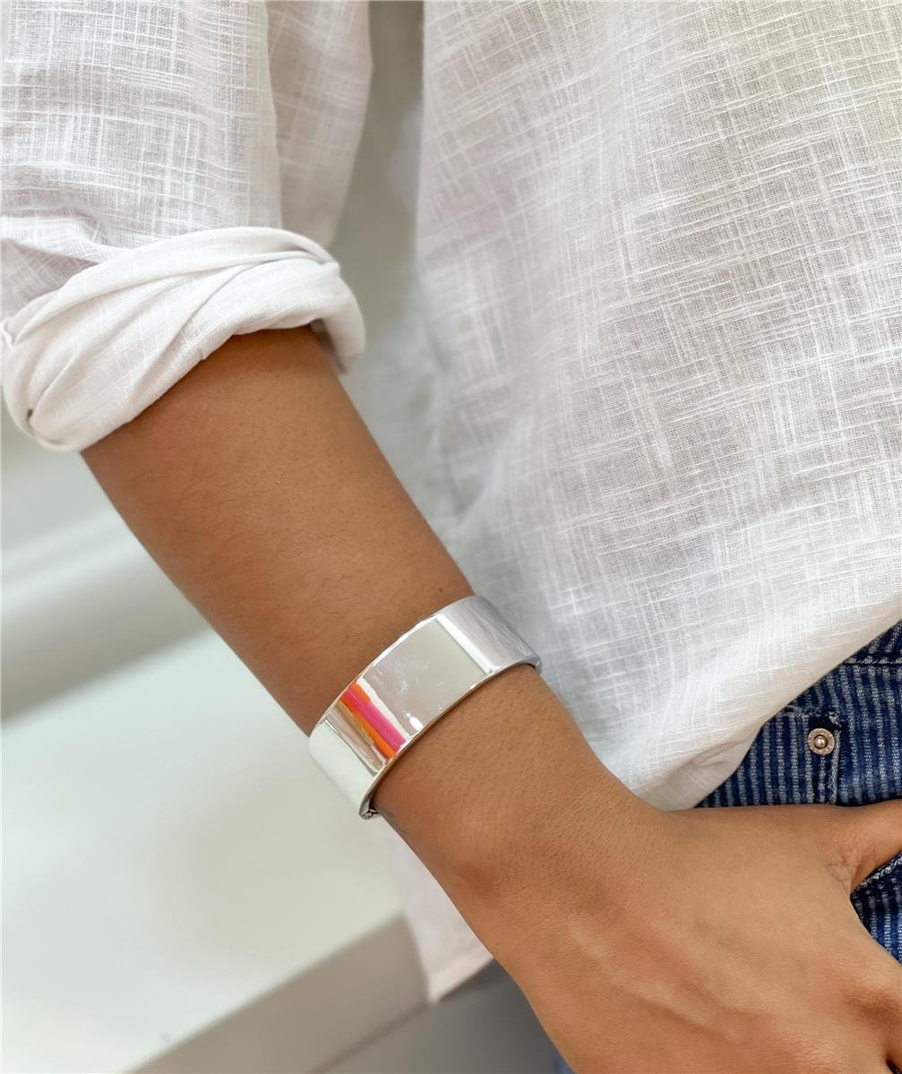 Bracelete Liso | Banhado a Ródio Branco.