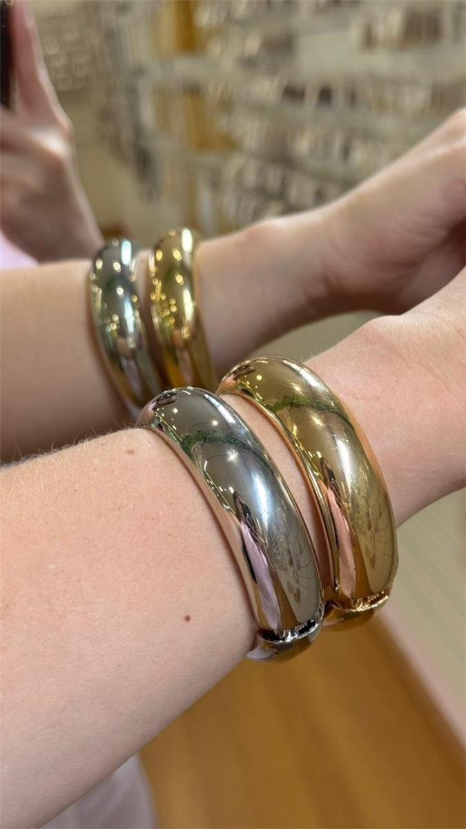 Bracelete Liso | Banhado a Ródio Branco.