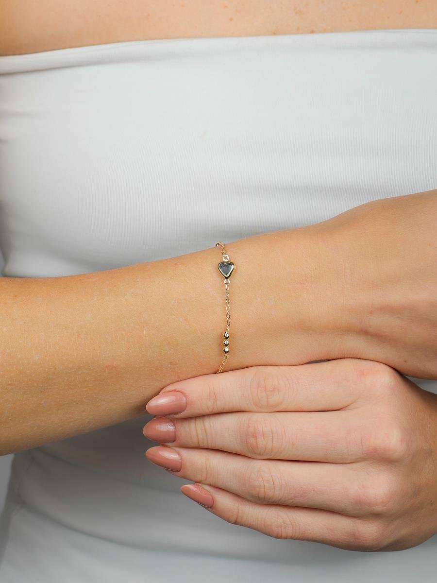 Pulseira Bolinhas com Corações Coloridos | Banhado a Ouro.