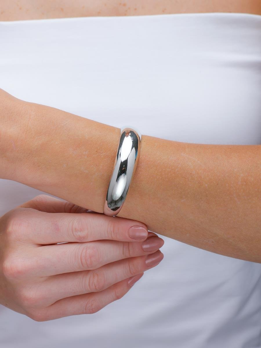 Bracelete Liso | Banhado a Ródio Branco.