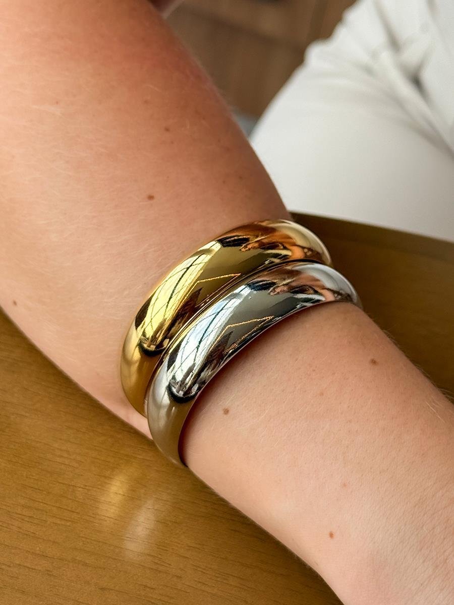 Bracelete Liso | Banhado a Ródio Branco.