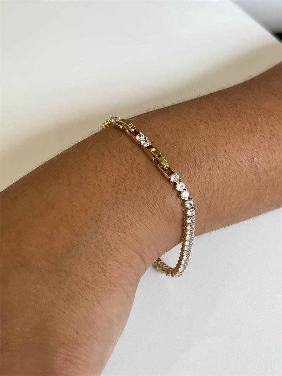Pulseira Riviera Incolor | Banhado a Ouro