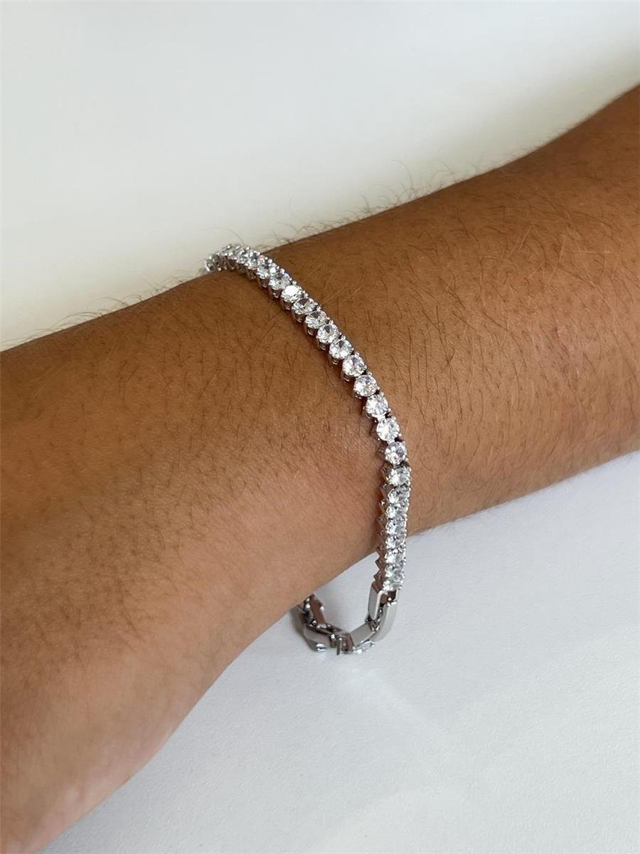 Pulseira Riviera Incolor | Banhado a Ródio Branco