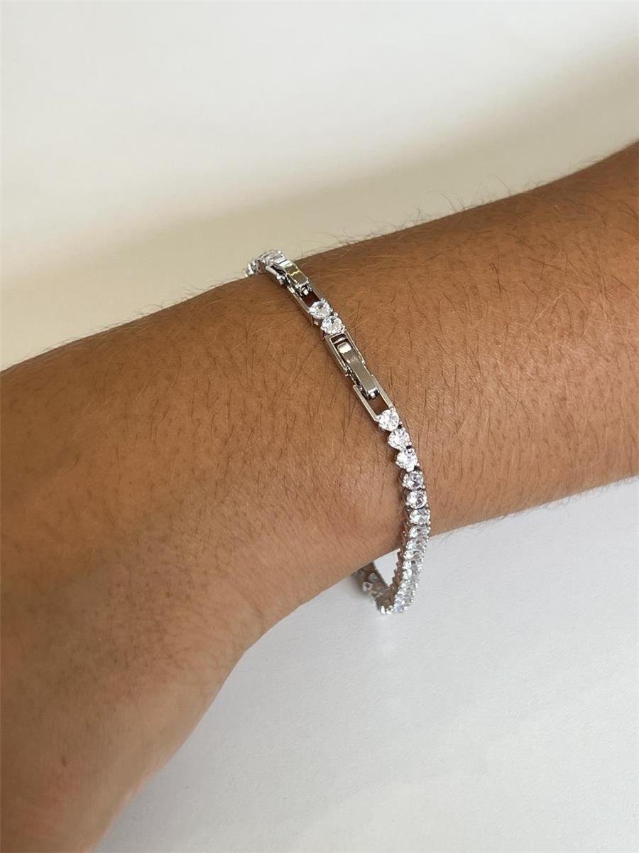 Pulseira Riviera Incolor | Banhado a Ródio Branco