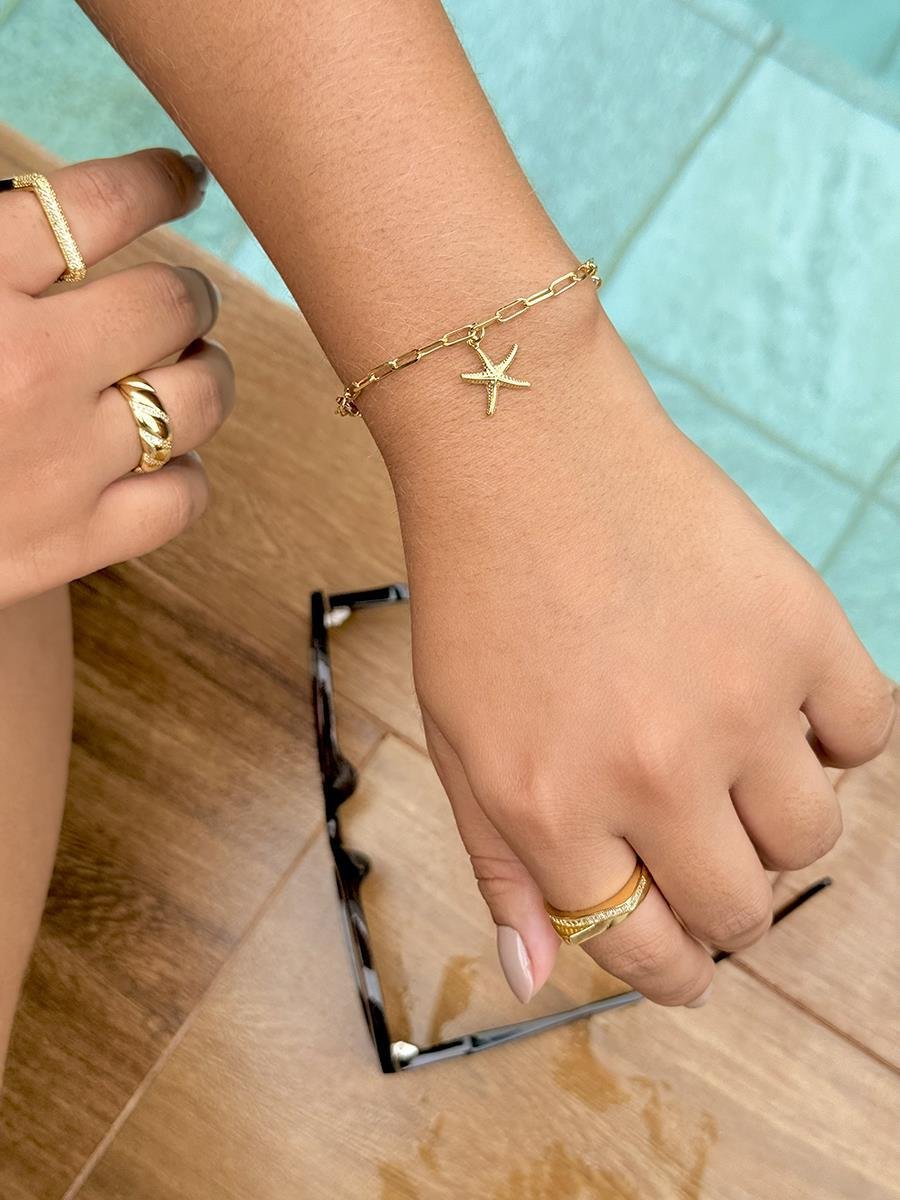 Pulseira Cartier com Estrela do Mar | Banhado a Ouro.