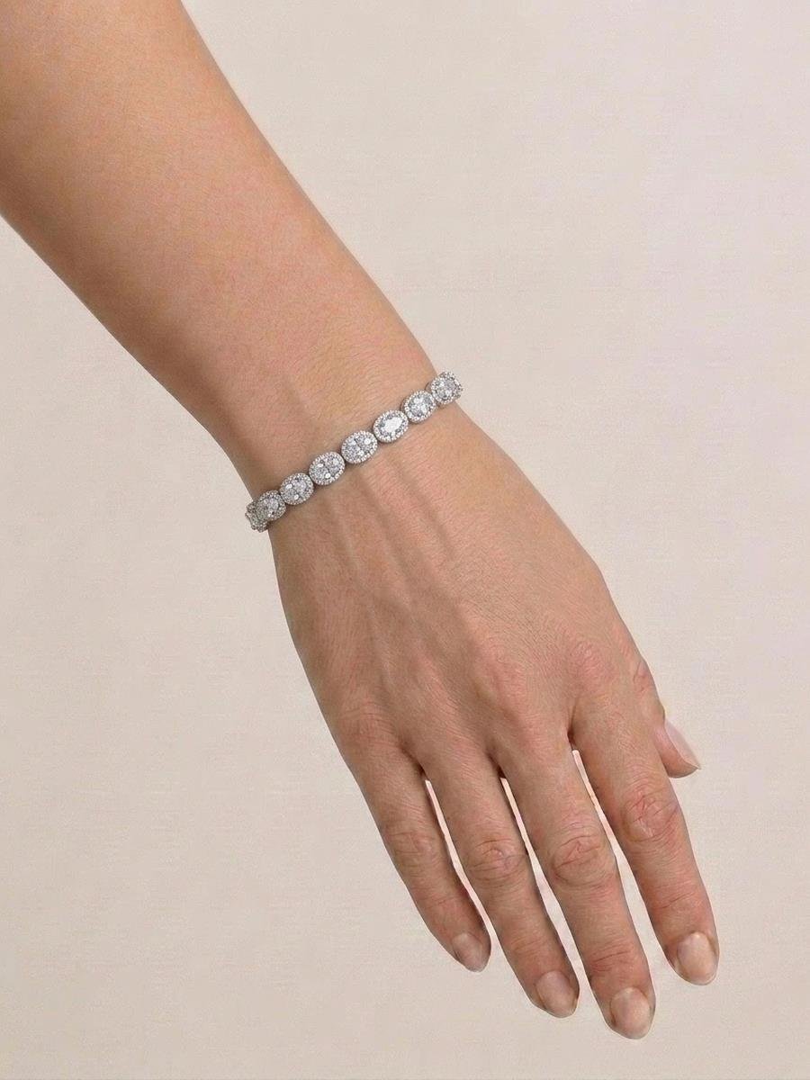Pulseira Riviera Elos Ovais | Banhado a Ródio Branco.