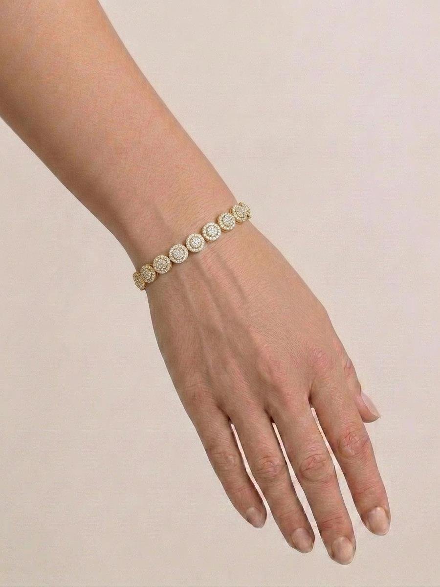Pulseira Círculos Cravejados | Banhado a Ouro.