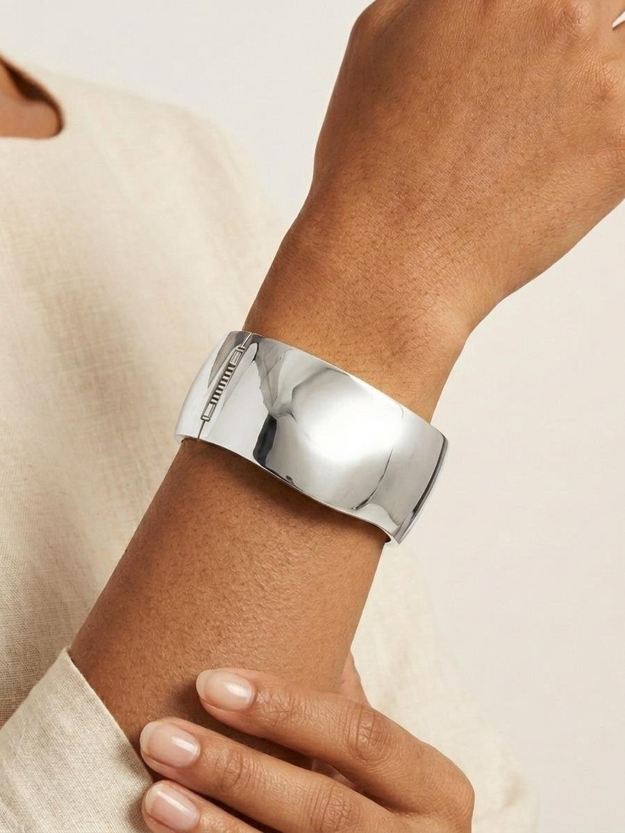 Bracelete Onda | Banhado a Ródio Branco.