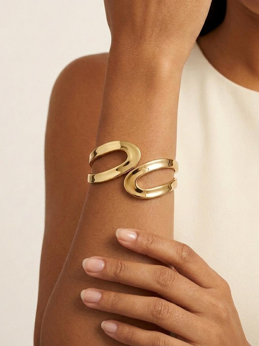 Bracelete Duo Gota Vazado | Banhado a Ouro e Ródio Branco.