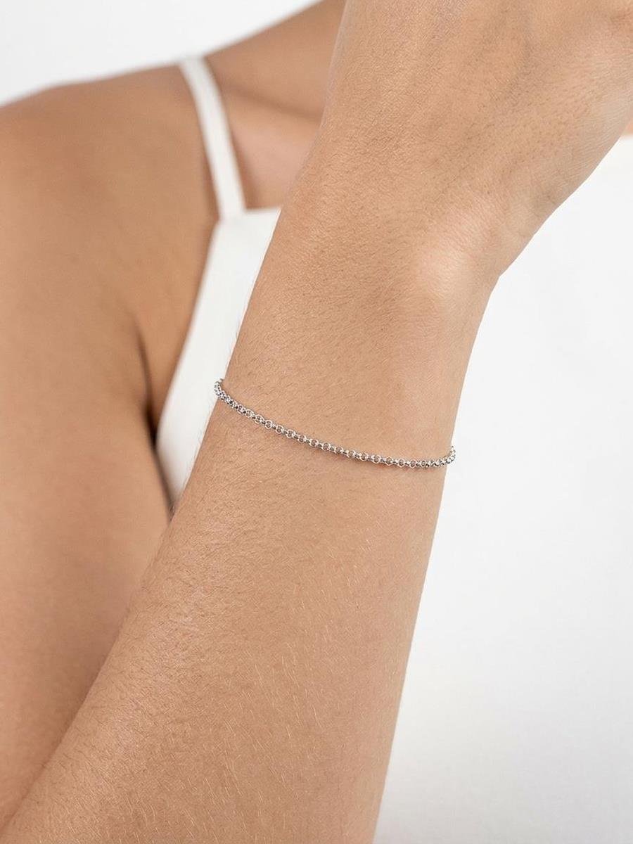 Pulseira Mini Elo Português | Infantil | Banho de Prata.