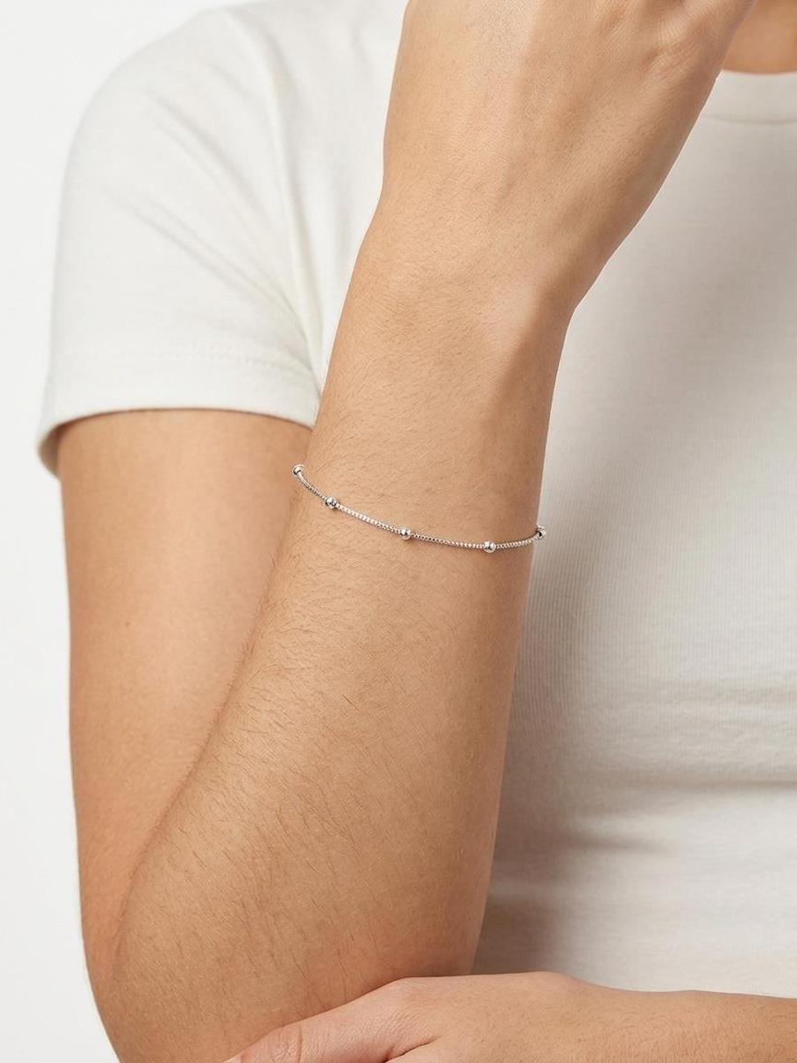 Pulseira Veneziana com Bolinha | Banho de Prata.