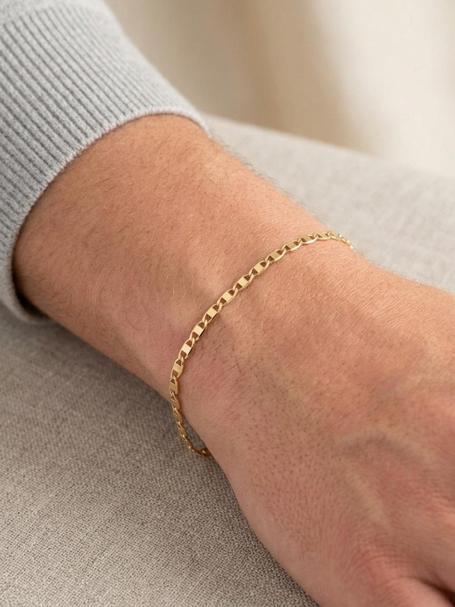 Pulseira Piastrini Fina | Masculino | Banhado a Ouro.