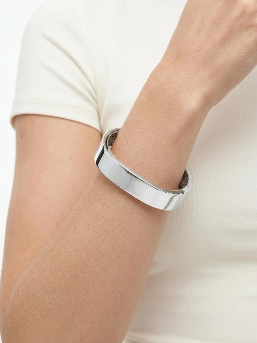 Bracelete Quadrado Liso | Banhado a Ródio Branco.