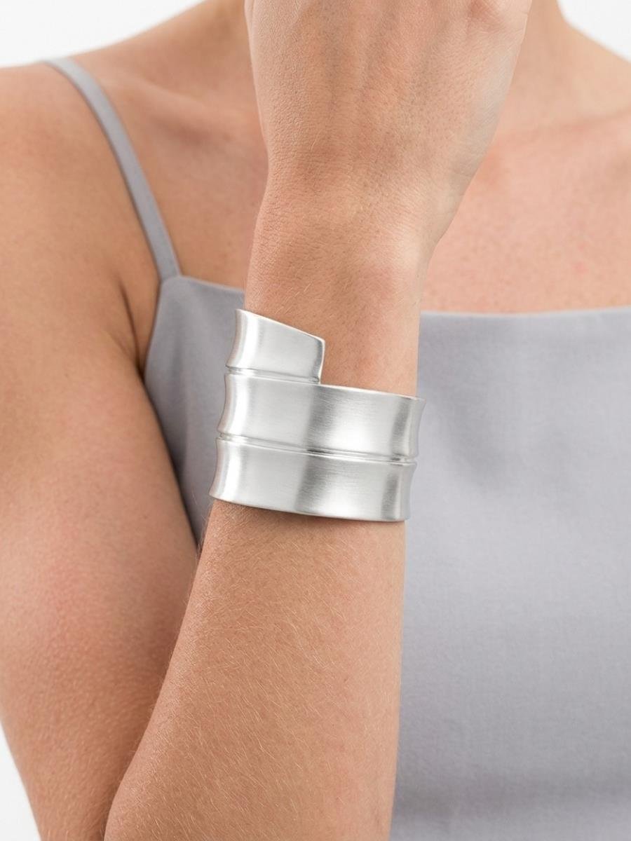Bracelete Fosco Maxi | Banhado a Ródio Branco.