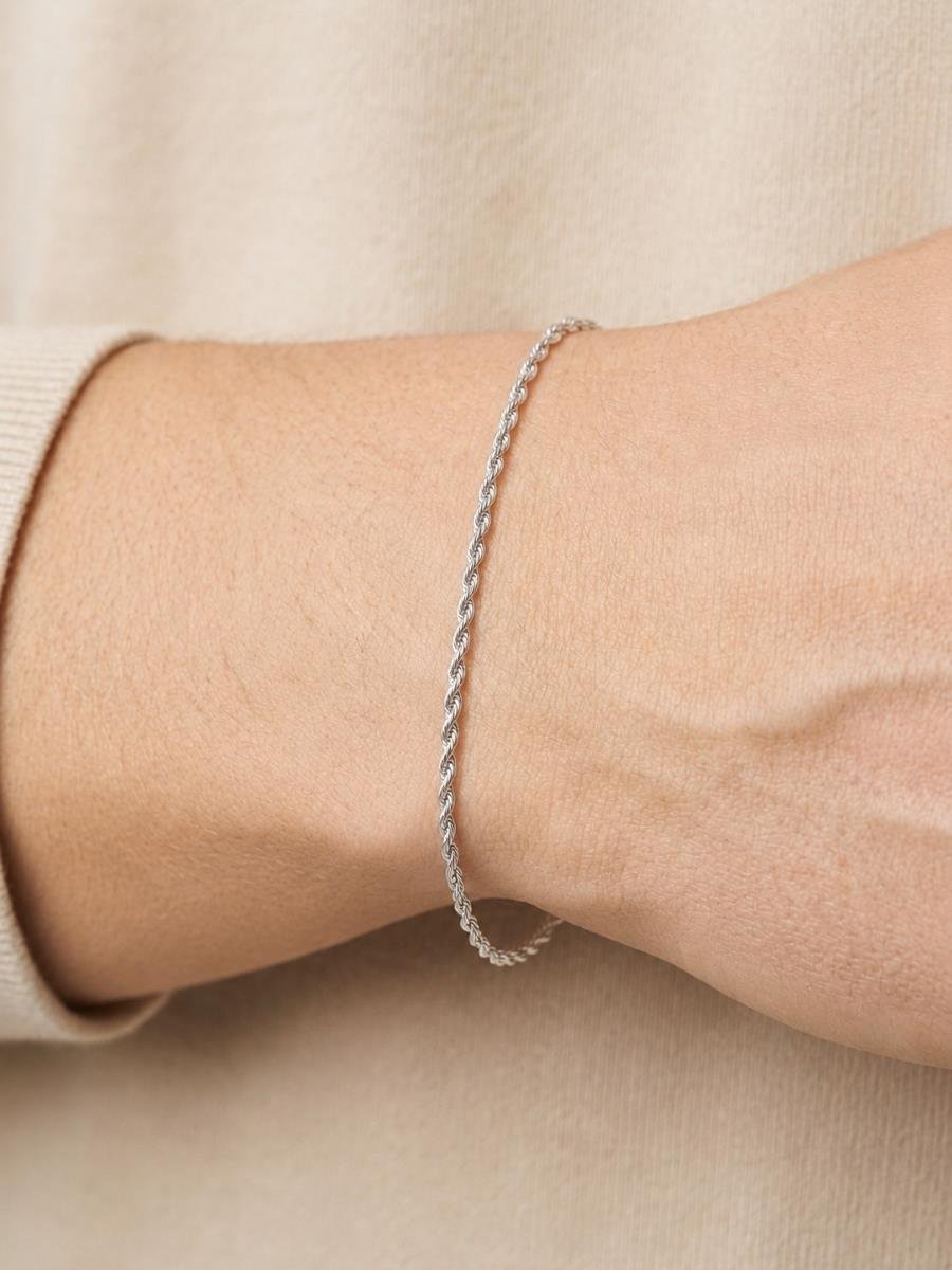Pulseira Cordão Baiano 2MM | Masculino | Banho de Prata.