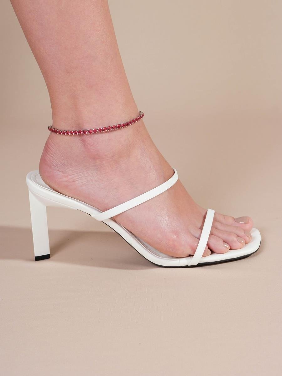 Tornozeleira Riviera Rosa Rubi | Ródio Branco