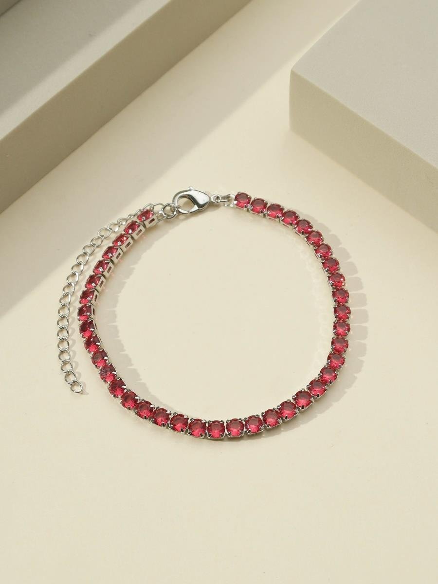 Tornozeleira Riviera Rosa Rubi | Ródio Branco