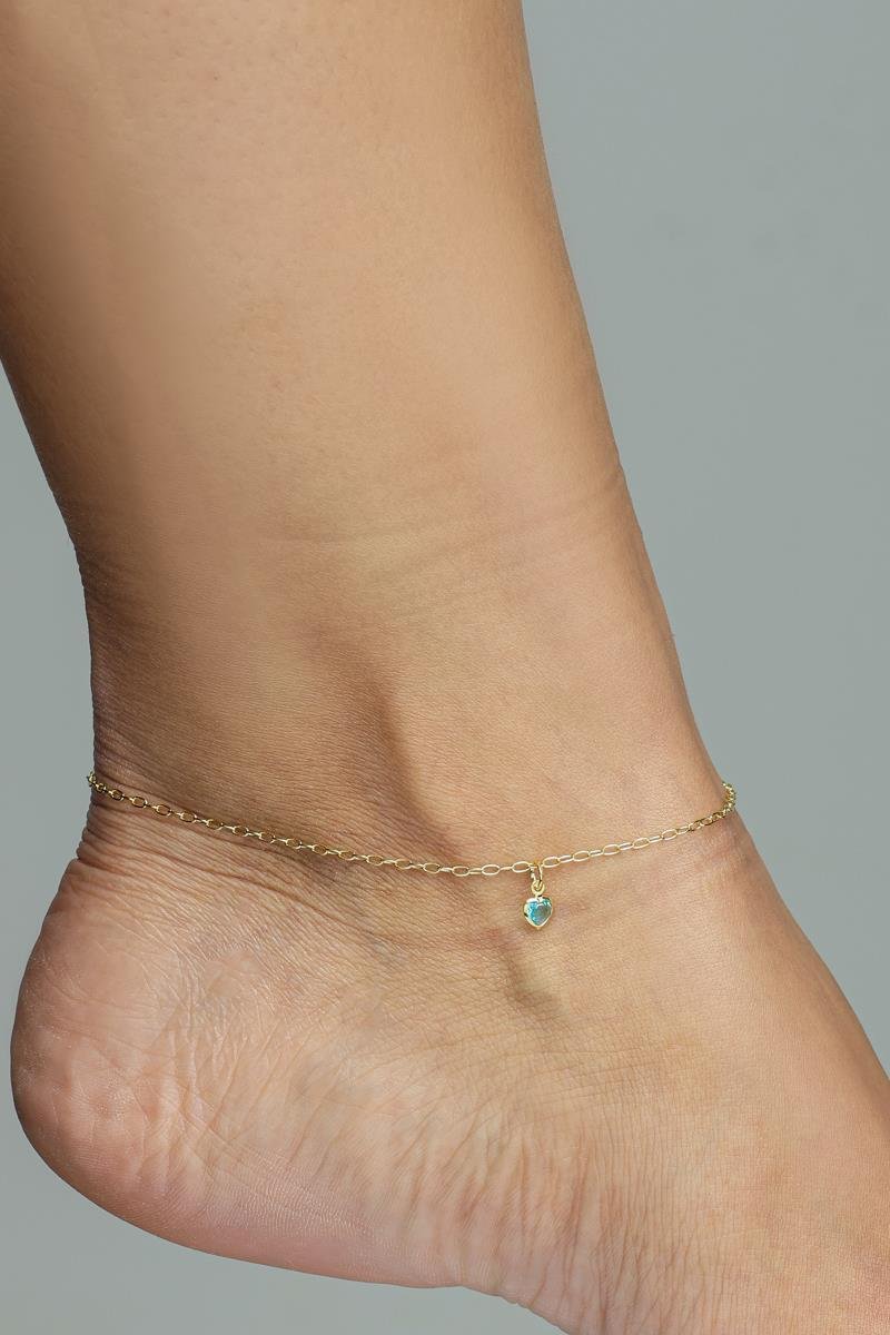 Tornozeleira Com Coração | Banhado a Ouro